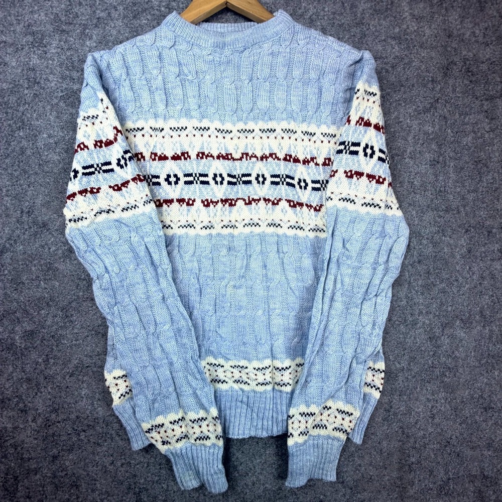 Vintage Christopher Rand Sweater Womens Large Blue 90s Ski Chalet Cozy Academia‎